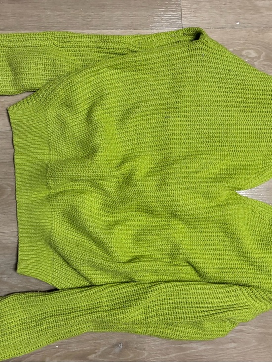 Fashion Nova Sweaters - Fashion Nova Bright Lime V-Neck Knit Sweater